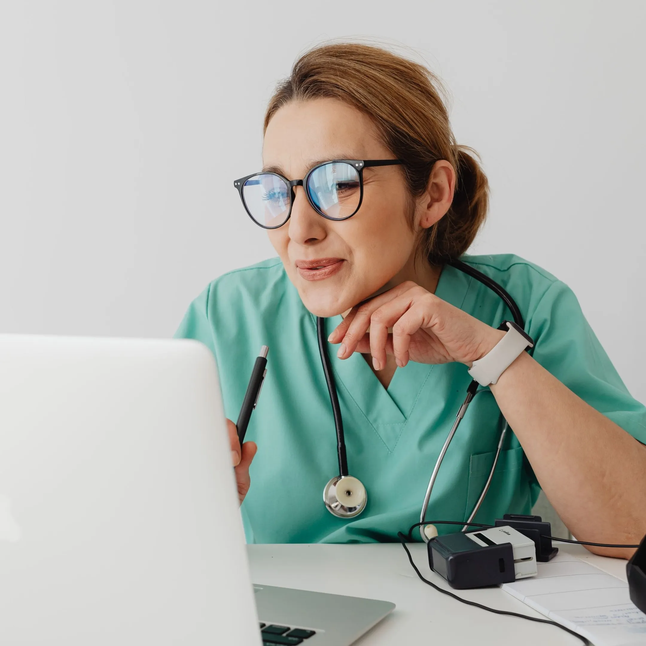 Healthcare administrator reviewing private AI documentation workflow
