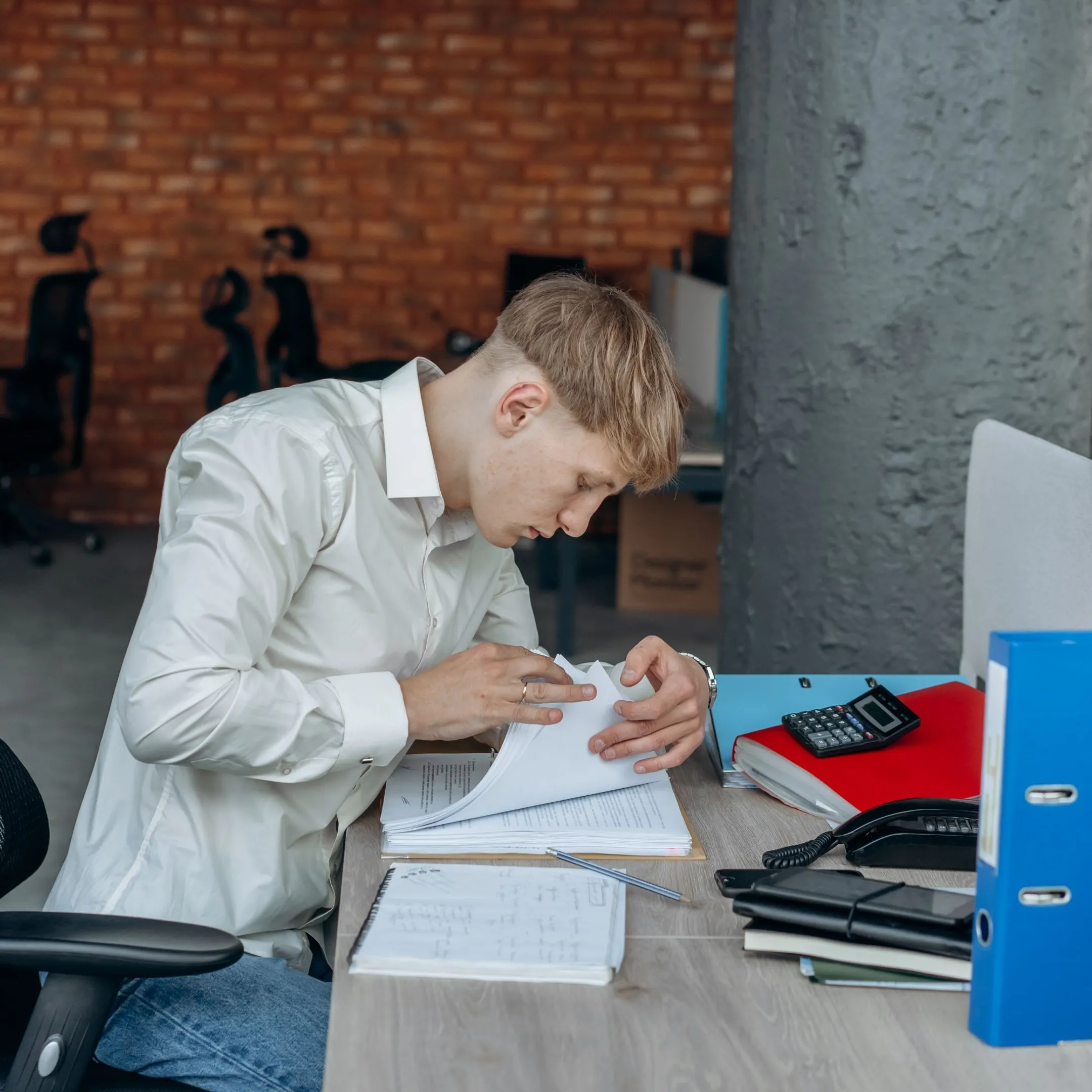 Business professional reviewing a document summary on a computer
