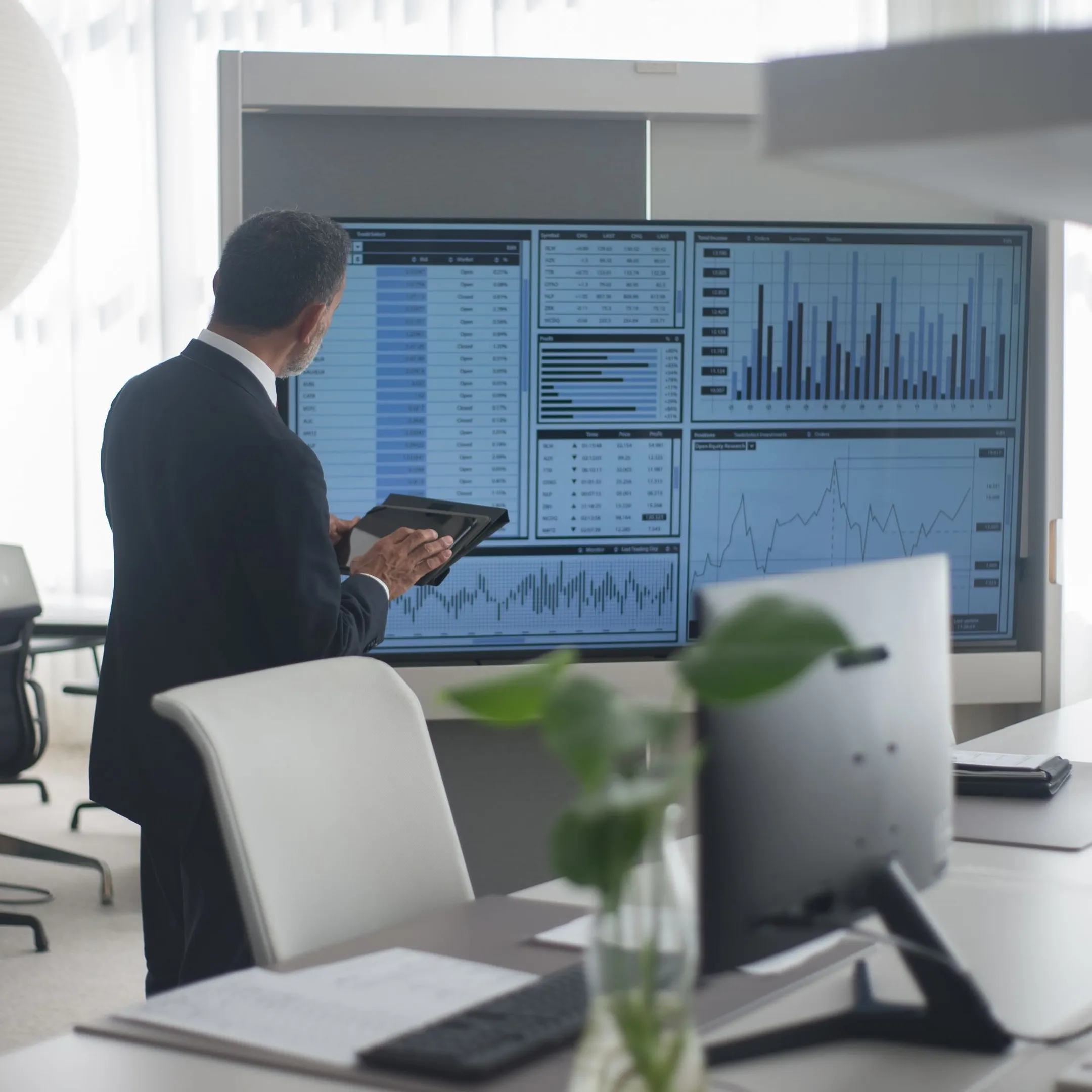 Employee using a private AI interface to explore approved business data