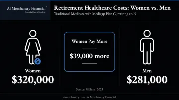 Women versus men retirement healthcare cost comparison infographic showing 39000 dollar gap