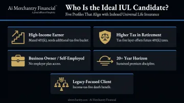 Five ideal candidate profiles for IUL retirement planning strategy infographic