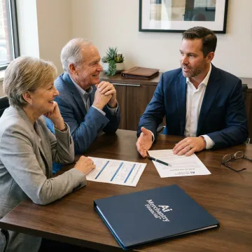 Advisor reviewing long-term care planning documents
