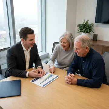 Advisor reviewing retirement income plan with clients