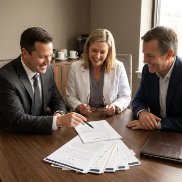 Medical practice owners discussing a buy-sell agreement