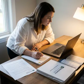 Aspiring insurance agent reviewing licensing materials