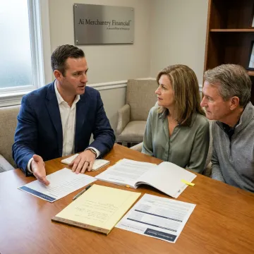 Advisor explaining estate planning steps to a family