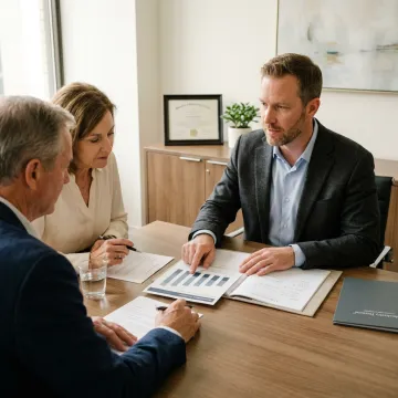 Advisor reviewing retirement income plan