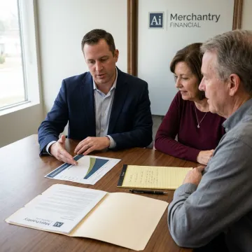 Pre-retiree couple discussing wealth management plan