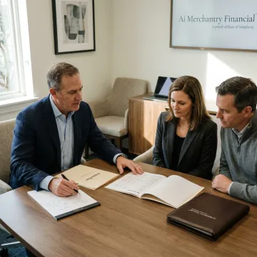 Advisor reviewing trust planning documents with a family