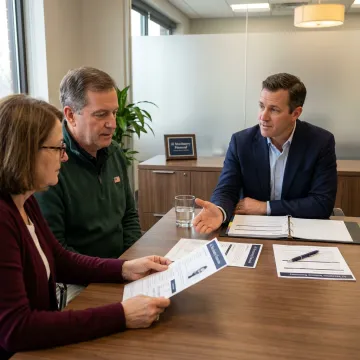 Veteran family discussing life insurance and retirement planning