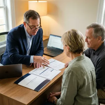 Consultant reviewing long-term care insurance quotes