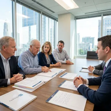 Family business succession planning meeting