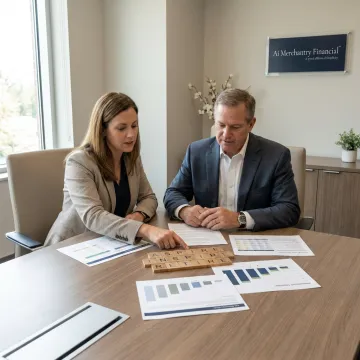 Business owner and advisor reviewing financial strategy