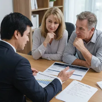 Advisor reviewing retirement income plan with couple