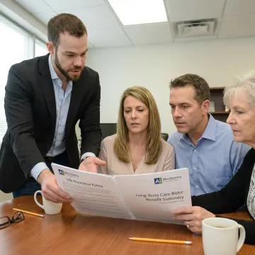 Advisor explaining life insurance and care planning