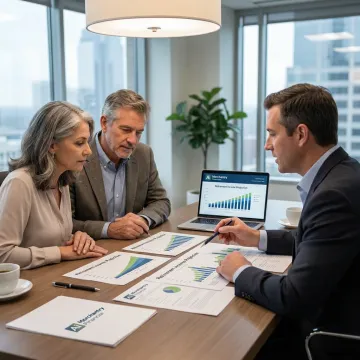 Advisor reviewing retirement income plan with a couple
