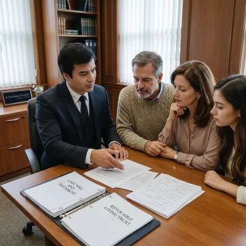 Family reviewing estate planning documents