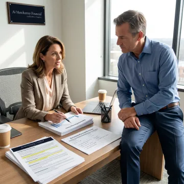 Advisor reviewing retirement plan with business owner