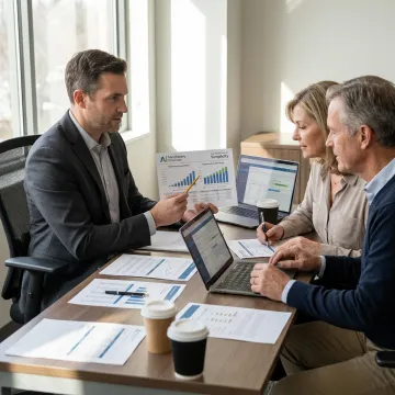 Advisor reviewing retirement income plan with clients