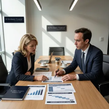 Advisor reviewing business exit plan with owner