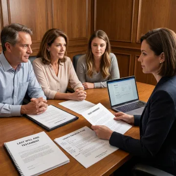 Estate planning consultation with family and advisor