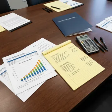 Advisor organizing retirement planning documents