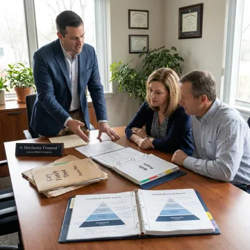Advisor reviewing estate planning process with family
