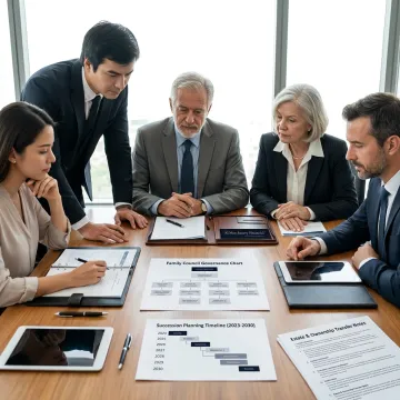 Family business advisors reviewing governance plan