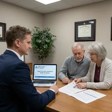 Long-term care insurance consultant discussing quotes
