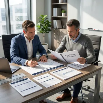 Business owner discussing exit strategy with advisor