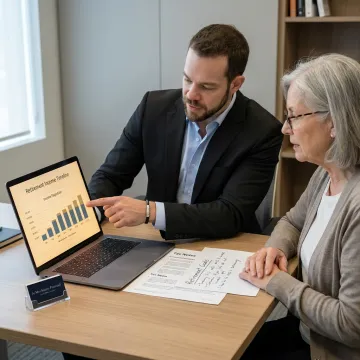 Advisor reviewing retirement income plan