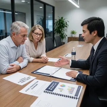 Advisor reviewing long-term care planning documents