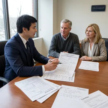 Advisor reviewing estate planning documents with clients
