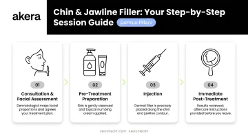 4-step chin and jawline filler procedure process flow infographic