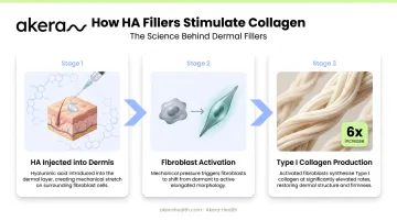 Hyaluronic acid fibroblast activation and collagen production mechanism infographic
