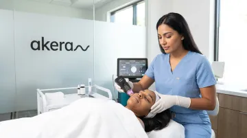 Morpheus8 Pro RF microneedling treatment being performed in dermatology clinic