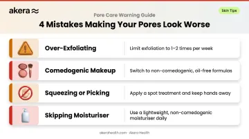 Four common skincare mistakes that make enlarged pores look worse infographic