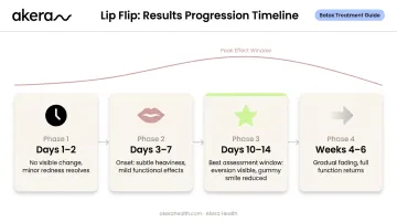Botox lip flip week-by-week results timeline from day one to week six