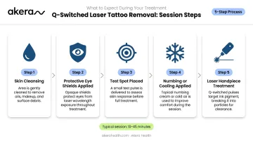 5-step Q-switched laser tattoo removal session procedure process flow