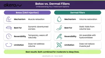 Botox versus dermal fillers for marionette lines side-by-side comparison chart