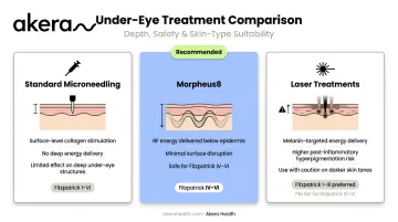 Morpheus8 versus microneedling versus laser treatment three-way comparison infographic