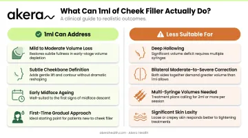 1ml cheek filler suitable versus unsuitable candidate comparison infographic