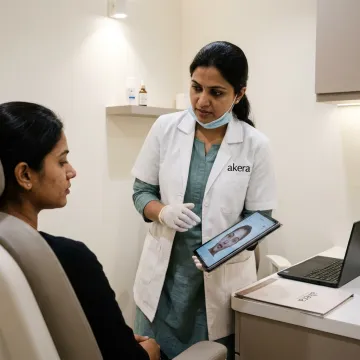 Dermatologist discussing skin treatment plan