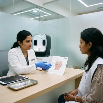 Dermatologist explaining dermal filler treatment plan