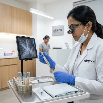 Dermatologist preparing hair restoration treatment