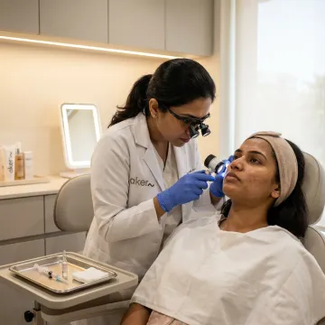 Dermatologist preparing facial aesthetic treatment