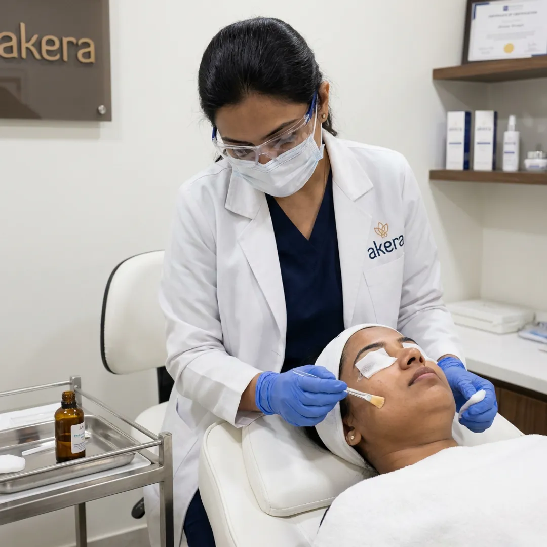 Dermatologist preparing chemical peel treatment