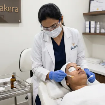 Dermatologist preparing chemical peel treatment