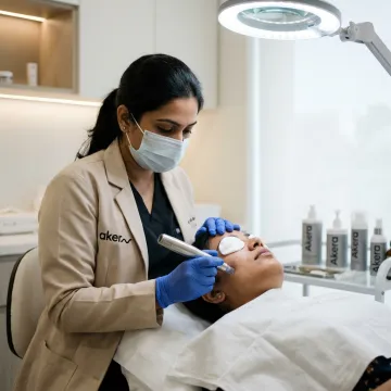 Dermapen microneedling procedure in a clean clinic