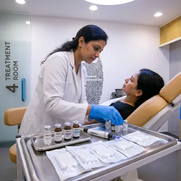 Dermatologist preparing aesthetic facial treatment